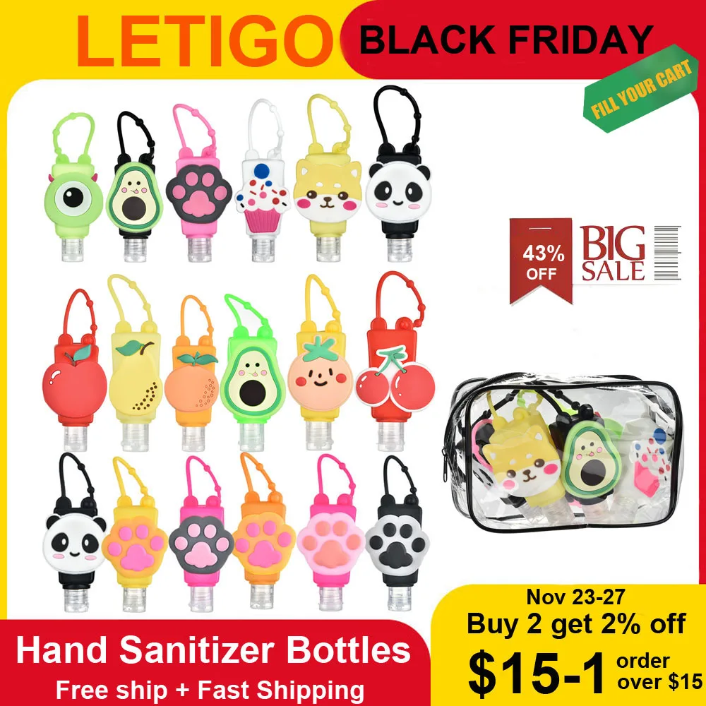 

18pc Travel Portable Hand Gel Holder Split Bottles Kid Cartoon Mini Hand Sanitizer Split Bottle No Clean Detachable Cover Bottle