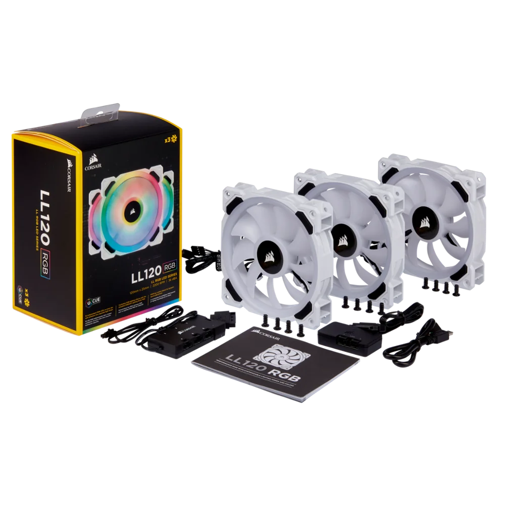 Corsair Ll Series Ll120 Ll140 Rgb Dual Loop Rgb Led Pwm Fan Pack 3 Pack With Lighting Node Pro-white - Rams - AliExpress