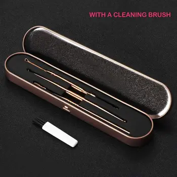 

ETEREAUTY Ear Wax Removal Kit 3PCS Ear Curette with 1PC Cleaning Brush Earwax Removal Ear Pick Stainless Steel with Storage Box