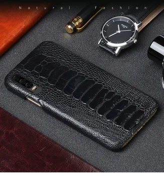 

Natural Ostrich Leather case For Huawei p30 P20 Lite pro Mate 20 leather phone case for Honor 20 20 Pro 9x v20 protection sleeve