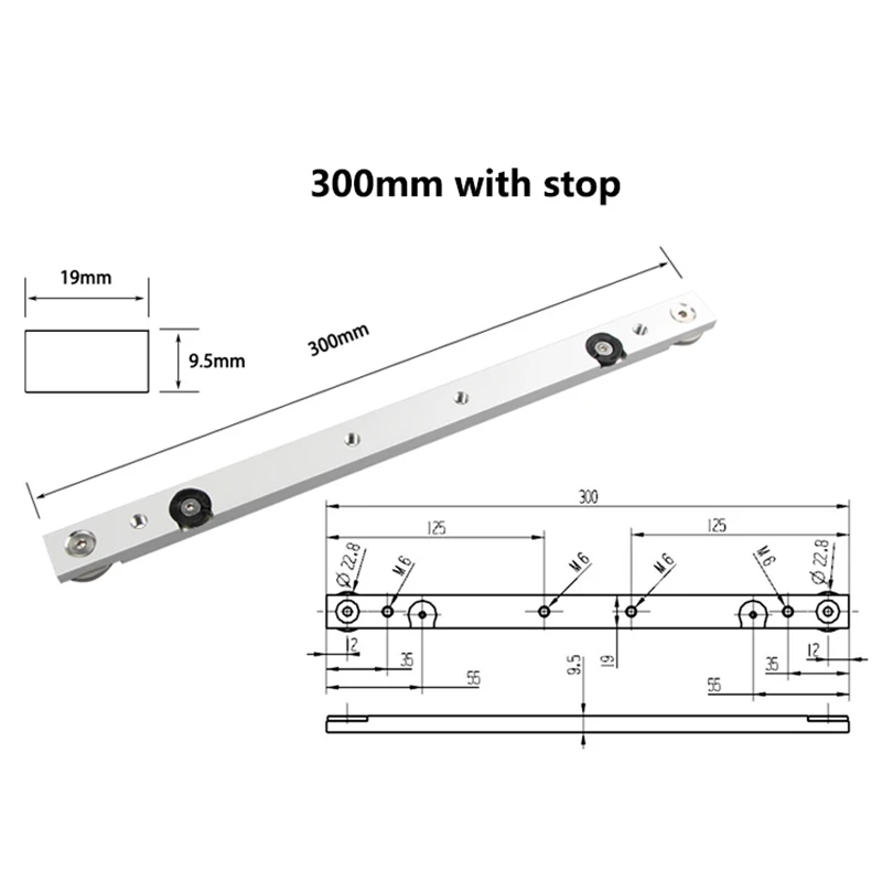 300/450/650 мм, крючок, Алюминий сплав ползунок Таблица пила Калибр стержень деревообрабатывающий инструмент подходит для Т-образными пазами и t-образный - Цвет: 300mm with Stop