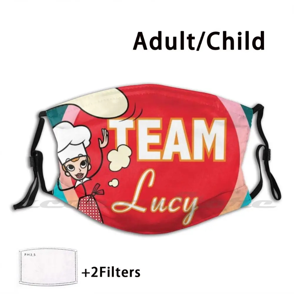 

Маска для взрослых и детей команды Lucy, моющаяся, Pm2.5, фильтр с логотипом, креативность, я люблю Lucy Lucille Ball 50s Love Ball Lucille I Love
