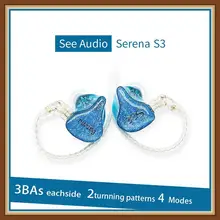 SeeAudio Serena S3 3BA Knowles Balanced Armature Tuning Customize HIFI Music Monitor DJ Studio ACG Audiophile Earbuds Earphones