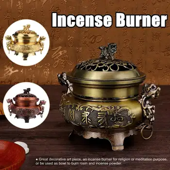 

Vintage Design Tibetan Style Big Alloy Bronze Incense Burner Censer Durable Metal Craft Home Decor Buddhist Living Room Supplies