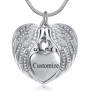 

Heart Wing Cremation Memorial Pendant I Used to be her Angel Wing Urn Necklace for Ashes Stainless Steel Jewelry with Fill Kit