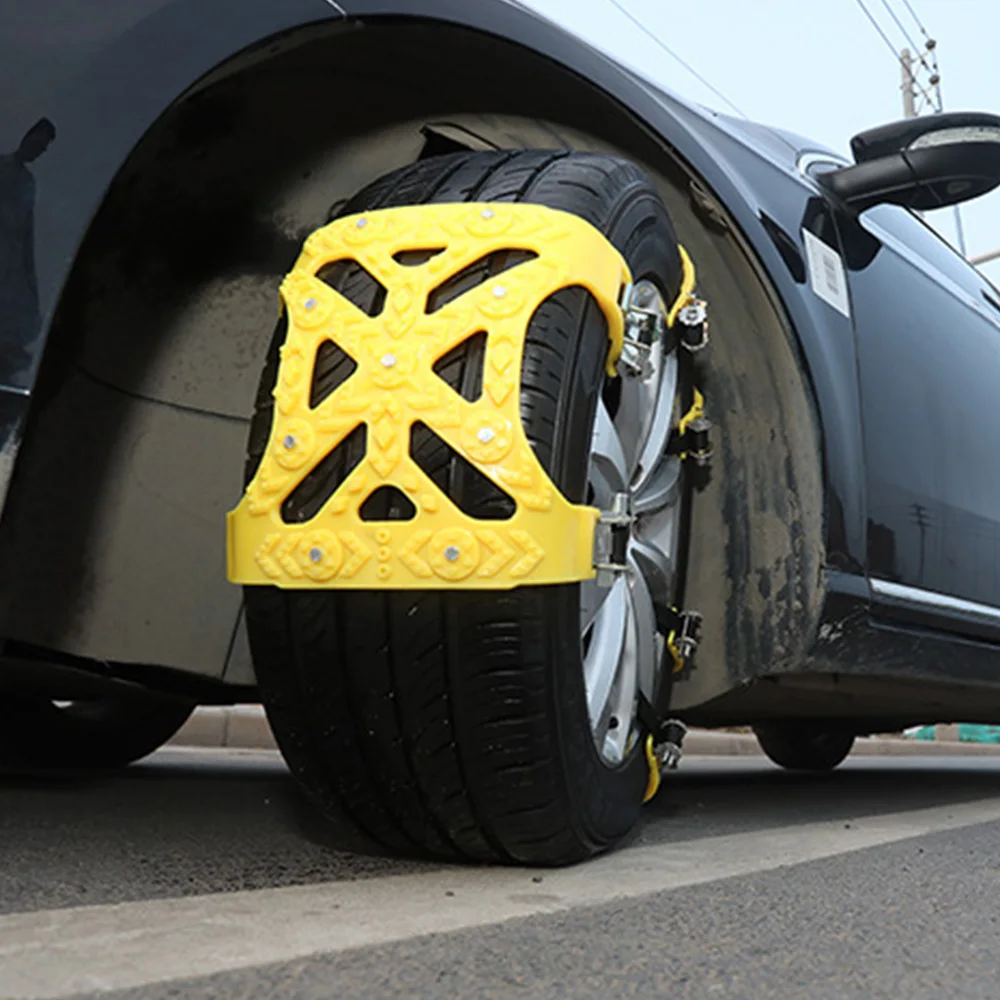 Желтый 1 шт. безопасные ПУ цепи для снега Универсальный Автомобильный костюм шины для автомобильных шин цепи безопасности снег грязь заземления противоскользящие для внедорожника