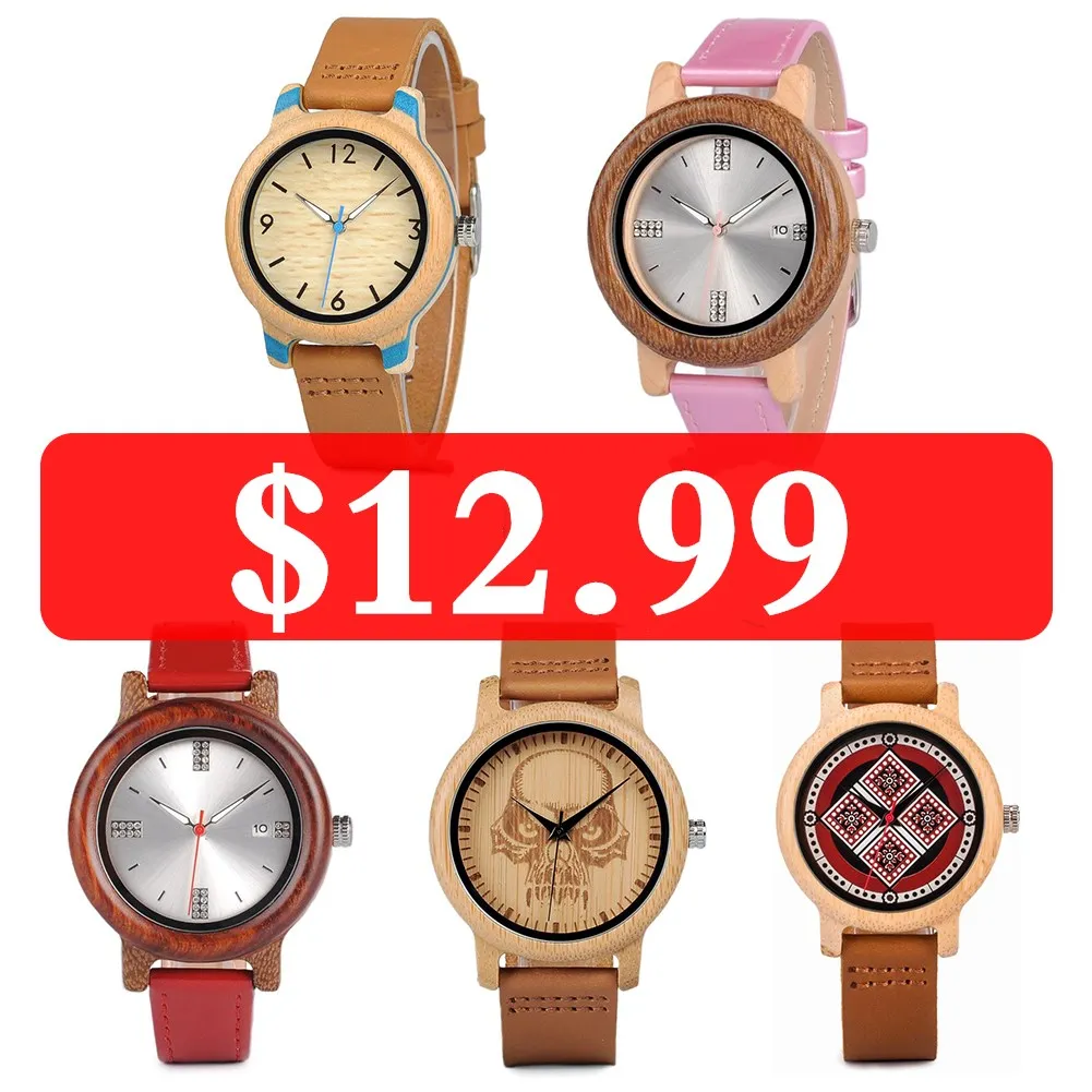 

BOBO BIRD Promotion Price Wooden Couple Watch Women Quartz Wristwatche Leather Band Silicone Strap Relogio Masculino Great Gift