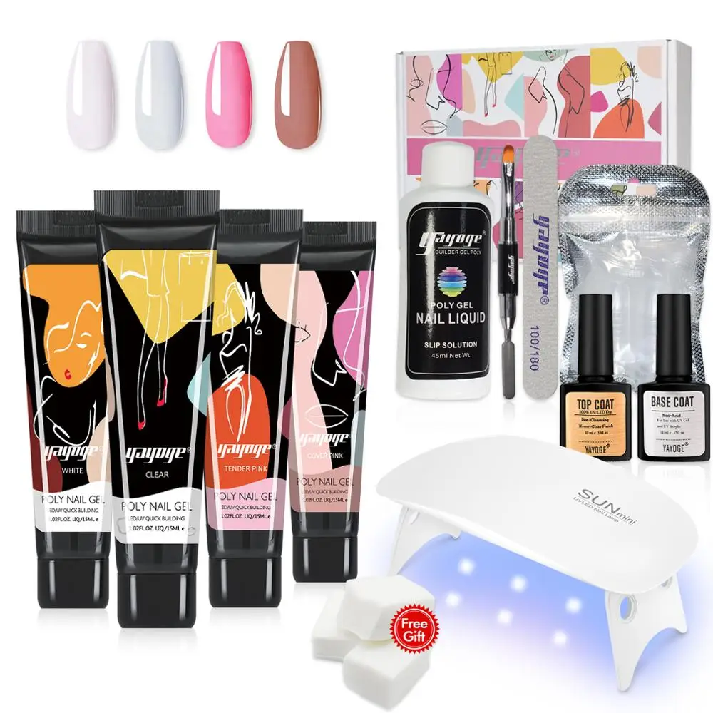 

Yayoge Poly Gel Nail Kit Professional Set With Lamp Quick Building Gel Nail Extension Varnish Nail Art Tool Manicure Set Gift