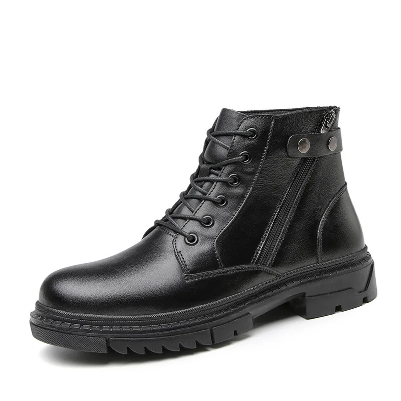 

Autumn And Winter New Style Martin Boots England Mid-top MEN'S Casual Leather Shoes Side Zipper Biker Boots Motorcycle Boots Men