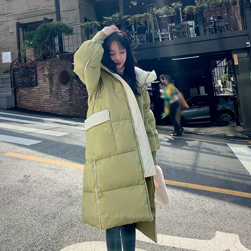 

Photo Shoot Super Fire over-the-Knee down Jacket Cotton-padded Clothes Women's Mid-length Students 2019 Winter New Style Hong Ko