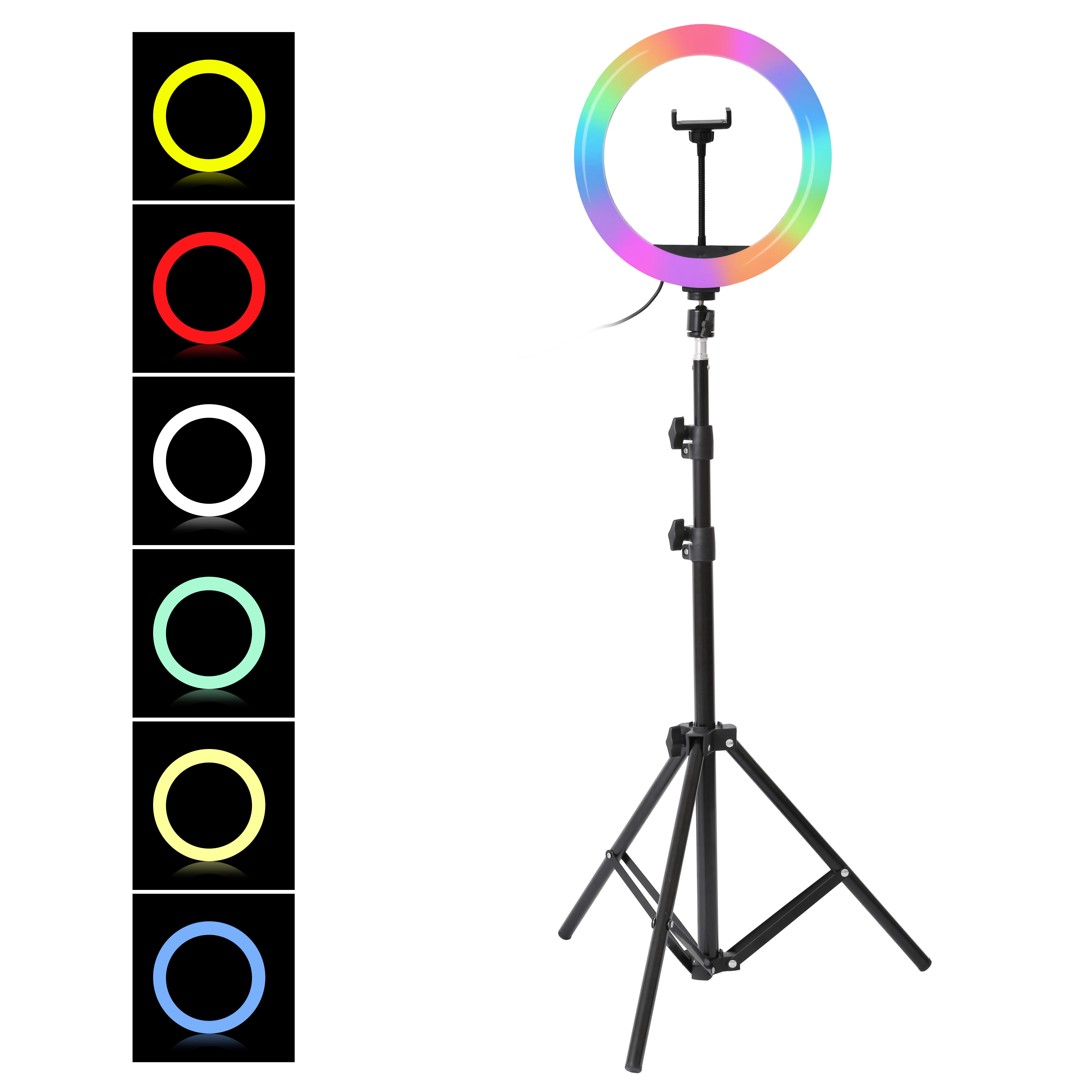 10 Polegada rgb selfie anel luz de preenchimento com tripé fotografia pode ser escurecido anel lâmpada para tiktok youtube maquiagem luzes vídeo