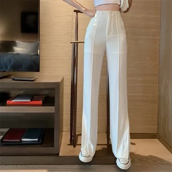 

Summer New Fashion Women's Casual Pants Elegant High Waist Zipper Slim Trousers Female Comfy Suit Pants