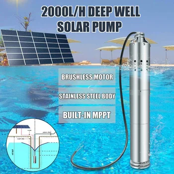 

Solar Powered Water Pump 24V 2000L/H 40m Deep Well Pump DC Submersible Pump Bore Hole Deep Garden Home Agricultural Farm Ranch