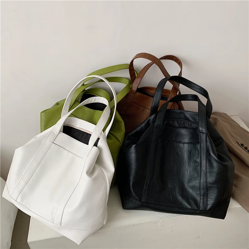 Net Red Big Bag 2021 Autumn and Winter New Korean Fashion Shoulder Tote Bag  Women Ins Fashion Soft Surface Shopping Bag