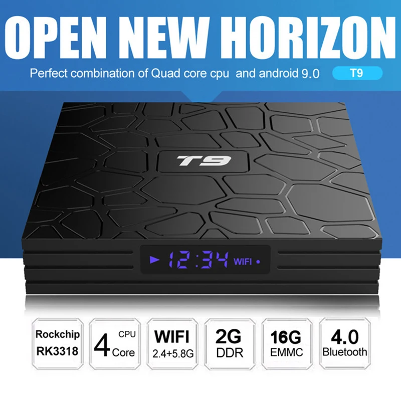Android 9.0 Smart Tv box T9 Rockchip 4G 32GB 64GB Android box 2G 16GB Bluethooth 2.4/5.0G WiFi Google Play Smart Android Tv box