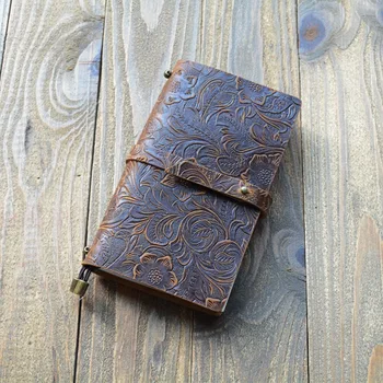 

Carved Leather Notebook Leather Case Notebook Traveler Diary Retro School Office Supplies
