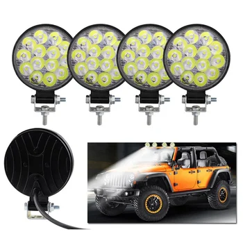 

4 Pcs/set Double Climbing Round Large Mini 14 Light 42W Car LED Work Light Auxiliary Light Engineering Spotlight Headlight