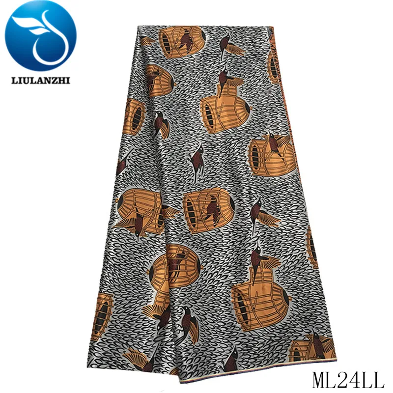 LIULANZHI нигерийская Атласная Ткань 5 ярдов новейший дизайн Восковая печать на ткани Африканский Атлас для платья Швейные ML24LL30-39