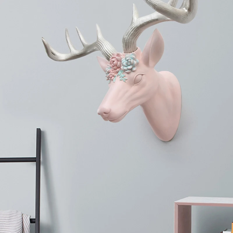 Большая 3D статуя оленя скульптура Настенный декор статуэтка животного
