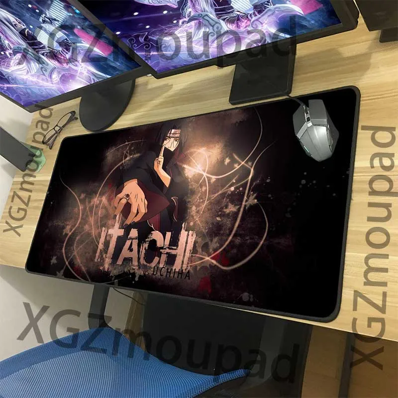 XGZ Large Mouse Pad Black Lock Edge Handsome Boy Uchiha Itachi Computer Table Mat Naruto HD Rubber