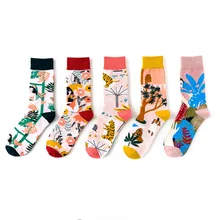 Женские зимние модные хлопковые носки для девочек с изображением животных, растений, Белль, креативная Европа, Харадзюку, унисекс, забавные, кавайные, повседневные, уличное искусство