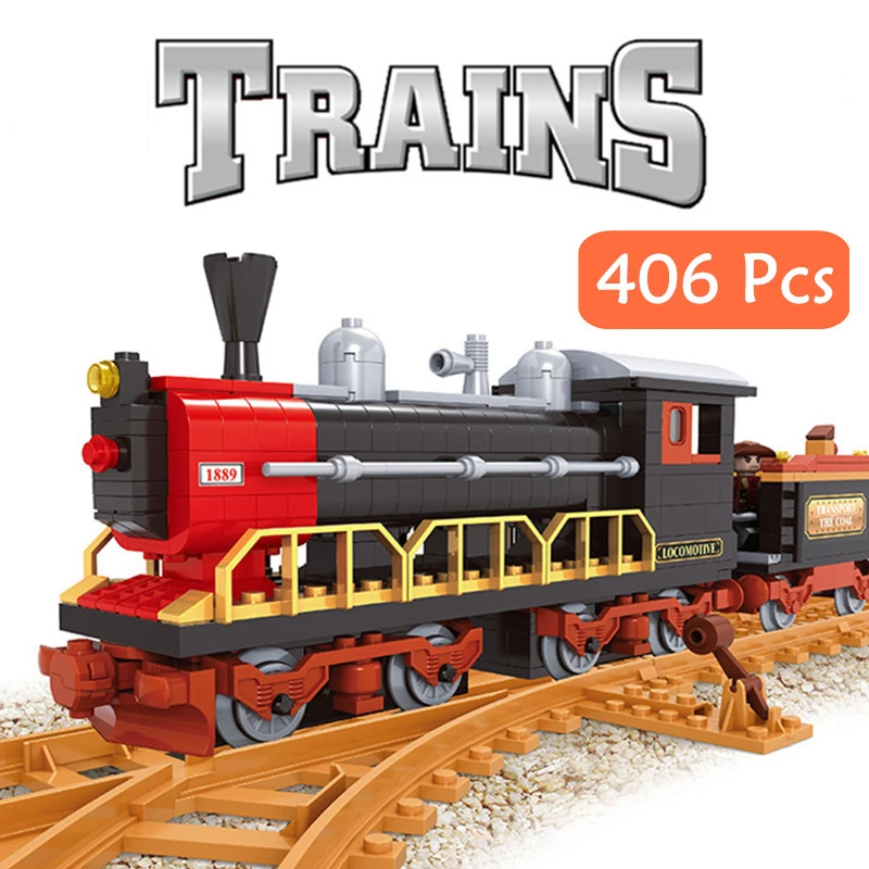 

City Train Building Blocks Diesel Rail Train Cargo With Tracks Set Model Technic Carriage Locomotive Rails For Children Kid Toys