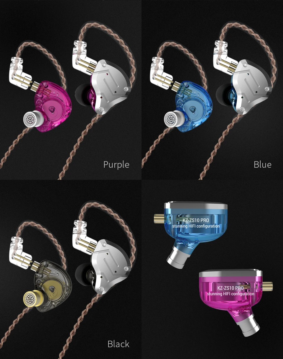 KZ ZS10 PRO 4BA+ 1DD KZ гибридные наушники гарнитура Hi-Fi наушники в ухо DJ монитор наушники для KZ AS10 ZS10 ZSN PRO