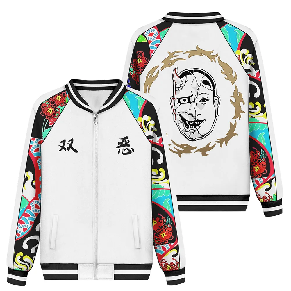 

Anime Tokyo Revengers Smiley Kawata Nahoya Cosplay Baseball Jacket Zip Up Coat 3D Printed Sweatshirt Men Women Casual Streetwear