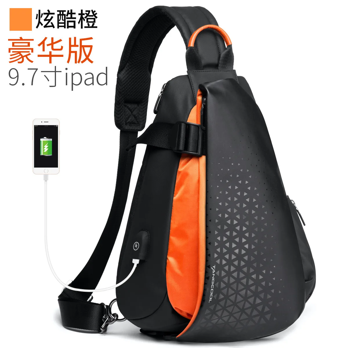 

2019 tangcool New Style Trend Cool Fashion Outdoor Riding Multi-Compartment USB Science And Technology Chest Pack MEN'S Single-s