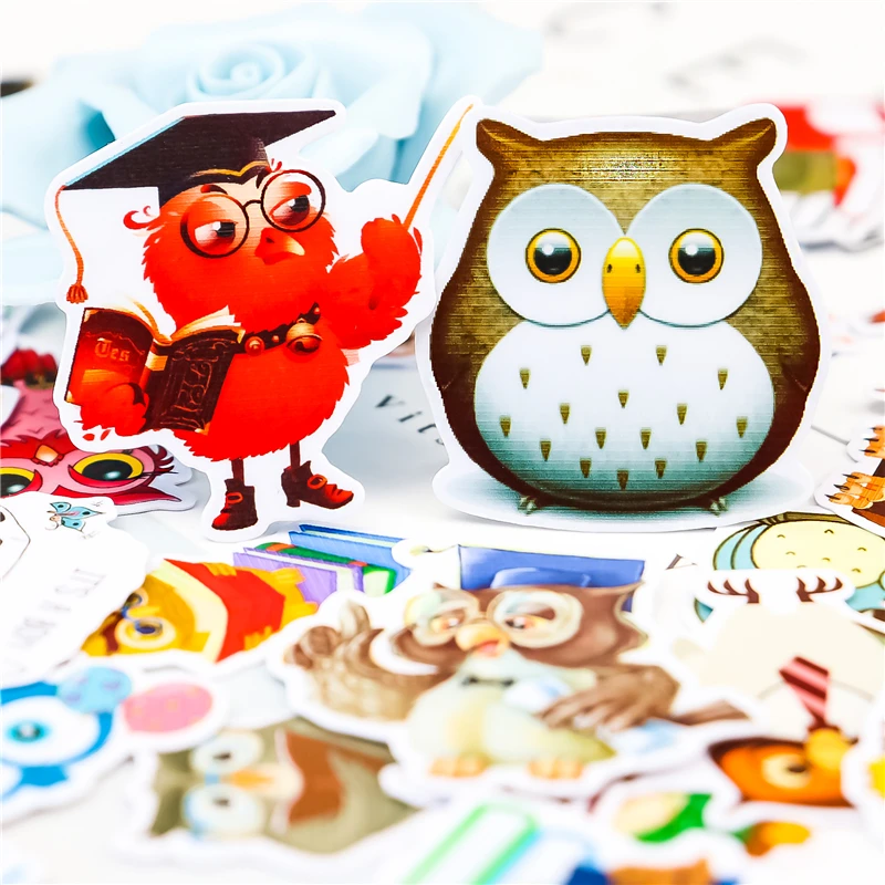 40pcs Cute owl animal stickers DIY Decal Mobile/PC Art Self Adhesive Scrapbooking Stickers Car Sticker child stationery | Канцтовары для