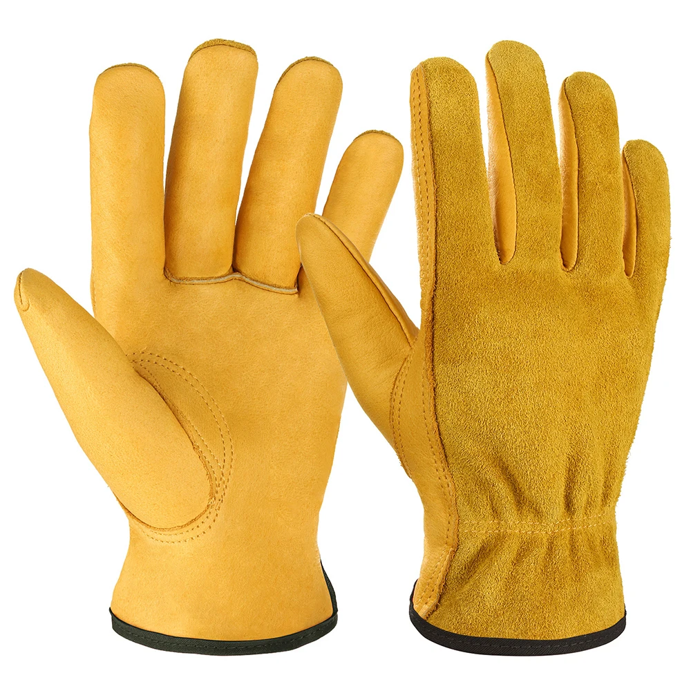 

1Pair Pigskin Working Safety Gloves Soft Welding Cowhide Leather Plus Protecting Gloves Heat Shield Cover Guard Safe Protecting