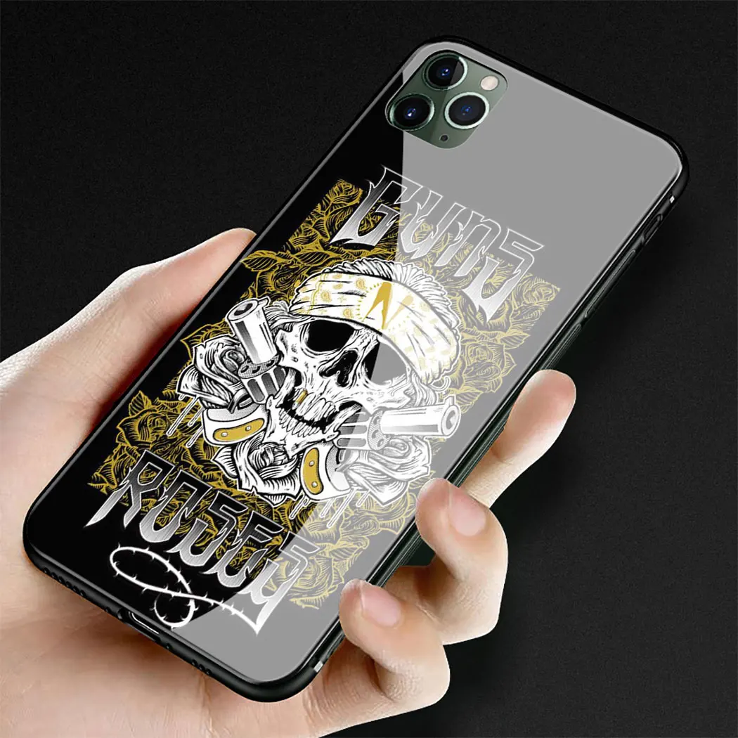 L18 guns N' Roses GNR чехол из закаленного стекла для iphone 11 Por XS Max XR X 8 7 6 6S Plus 5 5S SE чехол
