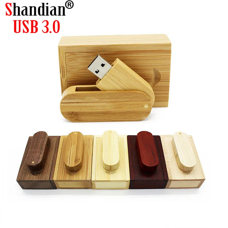 SHANDIAN Бесплатный Пользовательский логотип деревянный USB + деревянная коробка флеш