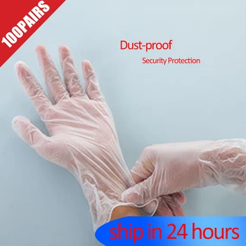 

100pair/set PVC Thickened Disposable Gloves Transparent Restaurant Kitchen BBQ Garden Hospital Eco-friendly Gloves Safety gloves