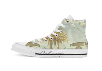 

Having Fun Wish You Were Here breathable Casual High Top lace-up Canvas shoes sneakers Drop shipping