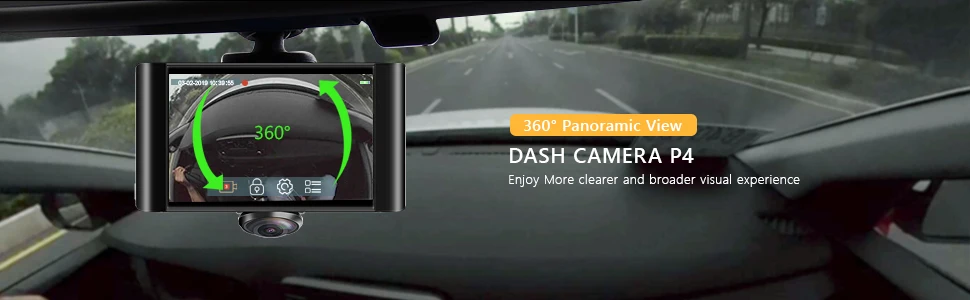 Автомобильный видеорегистратор AKASO 360 ° с двойным объективом, видеорегистратор для передней и задней панели с сенсорным экраном, g-сенсор, камера для парковки