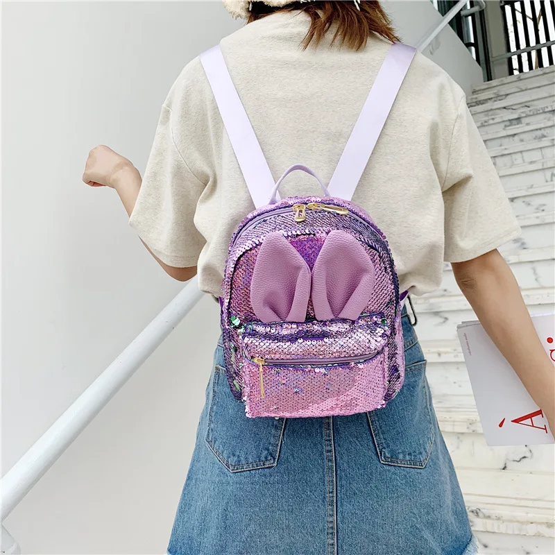 

2020 New Fashion Sequined Rabbit Ear Backpack Women's Backpack Children's Parent-Child Backpack
