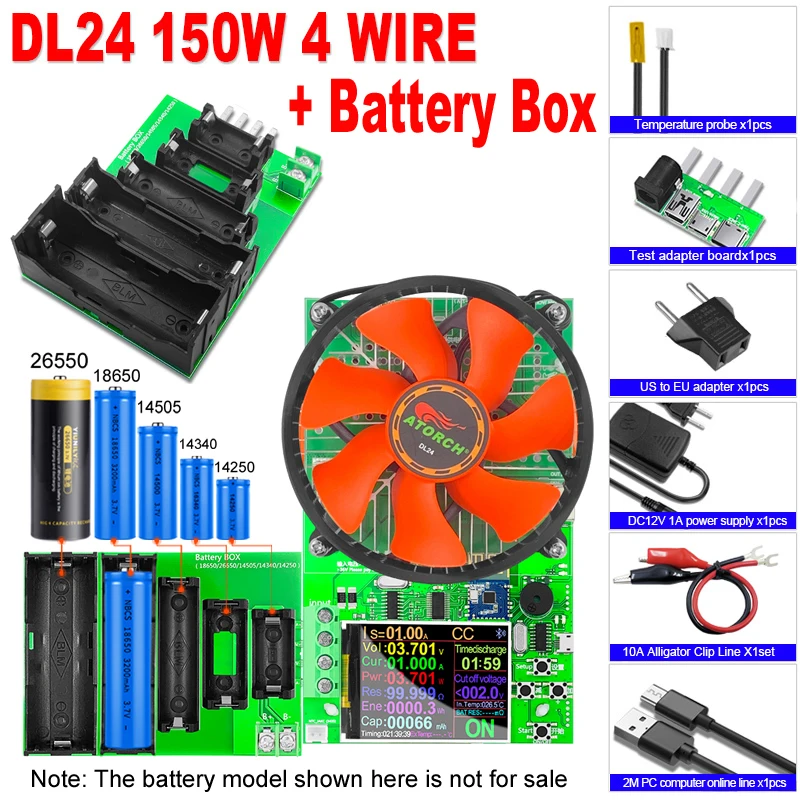 150W DC tester APP electronic load lithium battery capacity monitor discharge charge power meter supply checker + PD/QC Trigger 2