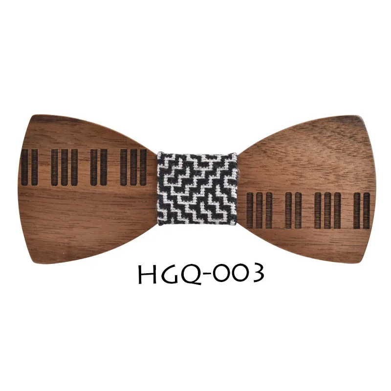 HGQ-003 Галстук-бабочка ручной работы из дерева Высококачественный винтажный трендовый мужской костюм унисекс деловой, Банкетный Свадебный классический трендовый галстук-бабочка из цельного дерева - Цвет: HGQ-003