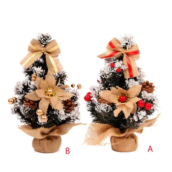 

Christmas Table Set Christmas Tree With White Pine Cones Linen Bow Tree Desktop Window Balcony Decoration