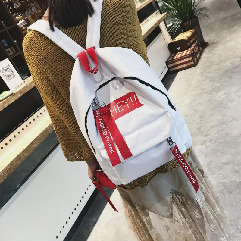 Рюкзаки для девочек, школьные сумки Mochila, с вышивкой, женская мода, для студентов, с рисунком, Blacl