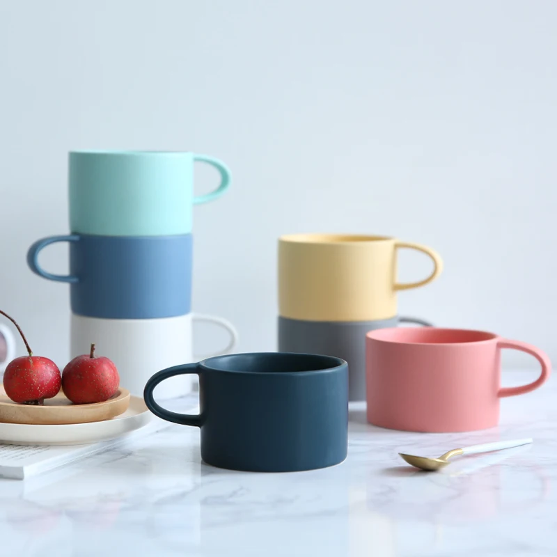 Матовая керамическая кружка креативный Makaron чистый цвет кофейные молочные воды чашки скандинавские простые домашние настольные украшения посуда для напитков кофейные чашки
