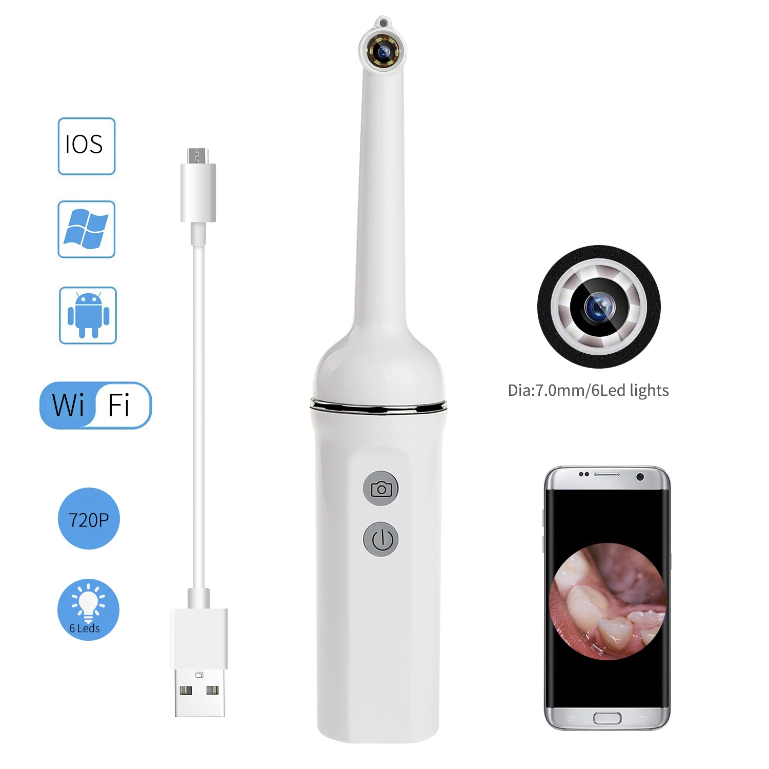 Wireless WiFi USB Intra Oral Dental Camera Intraoral 1080p Industrial Endoscope Inspection for Dentist  fotografica odontologia