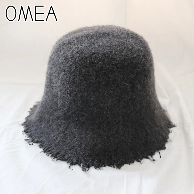OMEA, женские фетровые шапки, шерстяная Панама, одноцветная узкая шляпа в стиле хип-хоп с заусенцами, зимняя шапка в стиле ретро для пеших прогулок, кашемировая шапка