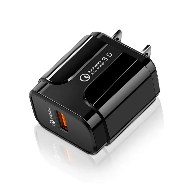 Быстрая зарядка 3,0 18 Вт Быстрый usb адаптер зарядное устройство для телефона samsung s10 plus a50 s9 s8 plus зарядное устройство для телефона для iphone 7 11 pro max - Тип штекера: US Black