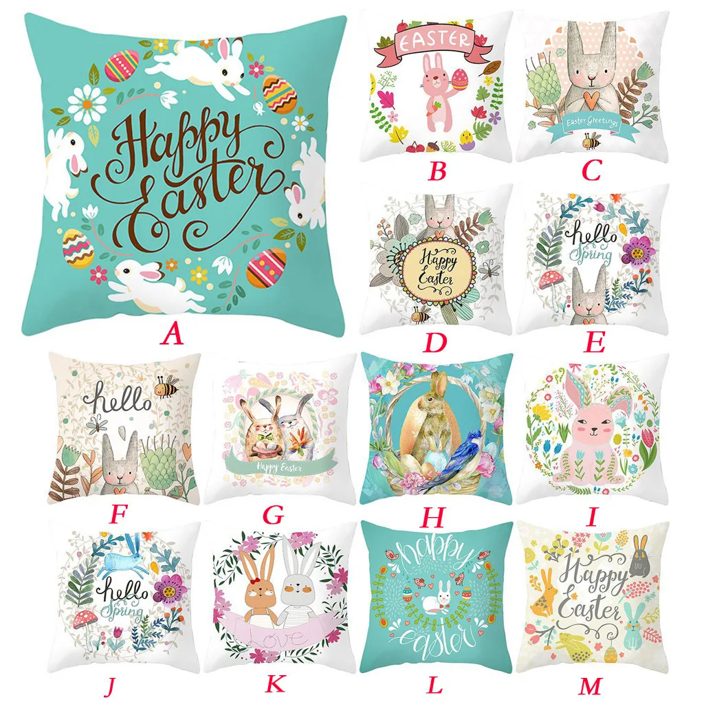

Happy Easter Pillow Case Polyester Printed Sofa Throw Cushion Home Decor Covers Luxury Pillow Case For Bed Throw Hot Selling 02
