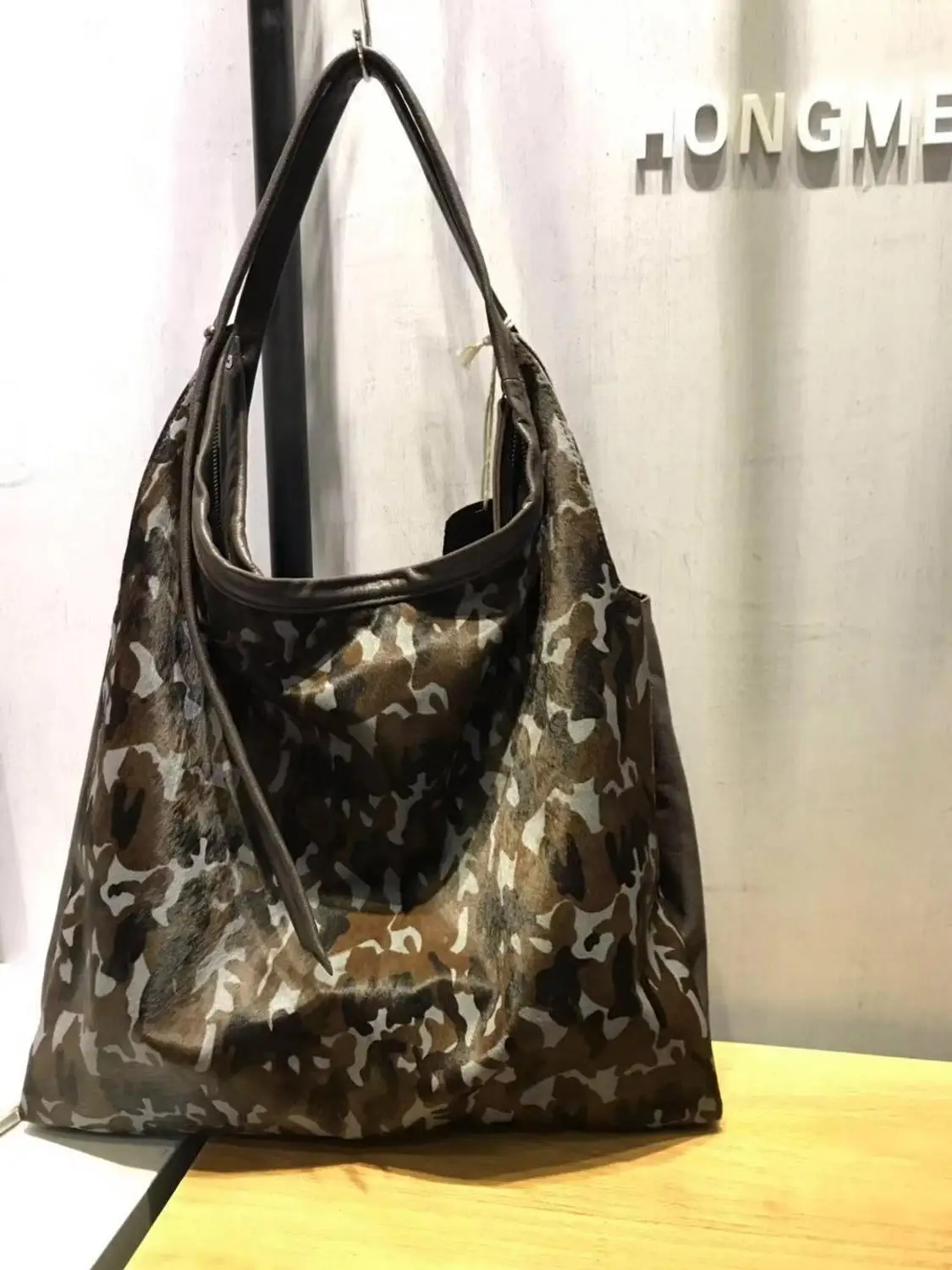 blue camouflage Vendange индивидуальность простая сумка на плечо из натуральной кожи ручной работы женская сумка 2580 - Цвет: blue camouflage