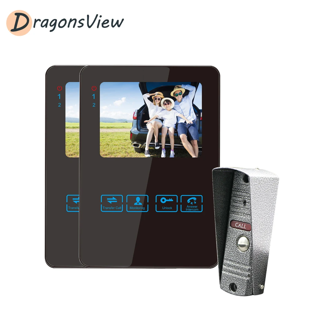 Видеодомофон DragonsView 4 3 дюйма с проводным монитором и ИК камерой|Видеодомофон| |