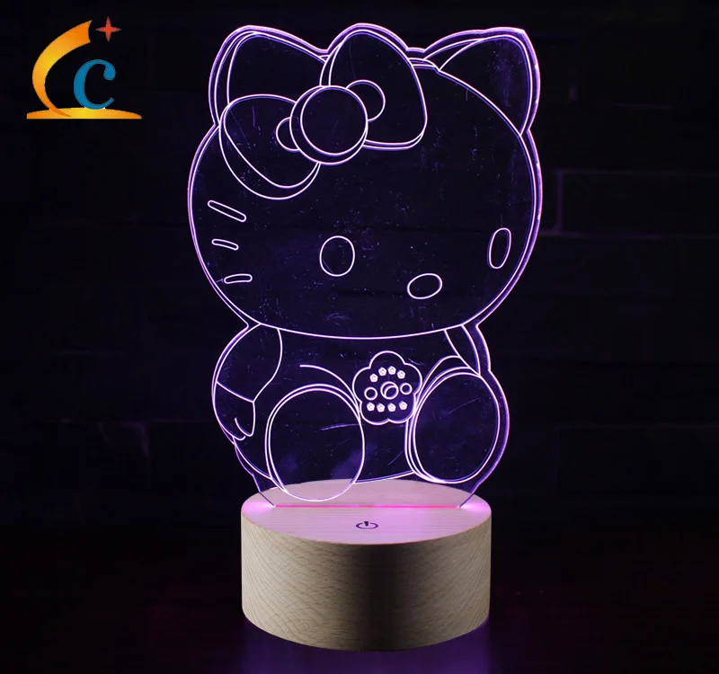 Поставщик электроэнергии горячие продажи hello kitty серии 3D ночник USB Plug Красочные прикроватные настольные лампы Креативный KT-C