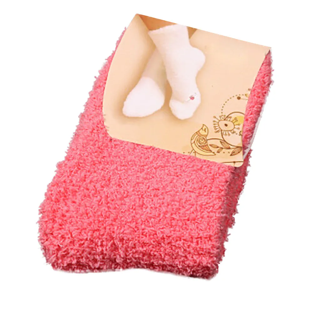 Носки для женщин; Домашние мягкие носки-тапочки для девочек; пушистые теплые зимние однотонные носки; 1 пара